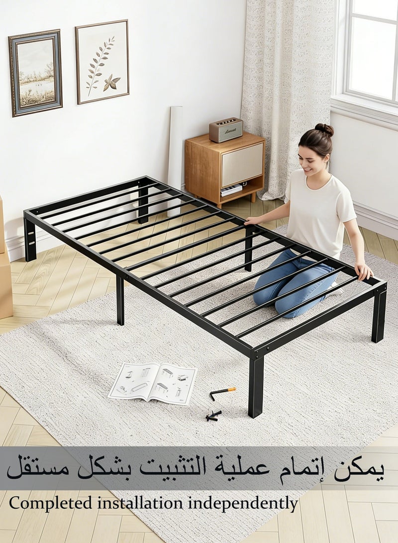 WEMART Twin Bed Frame 35 cm - 1400lbs Heavy Duty Metal Platform Bed, Integrated Strong Steel Slat Support, No Box Spring Needed, Anti-Slip & Noise-Free Mattress Foundation, Easy Assembly, Black - Image 5
